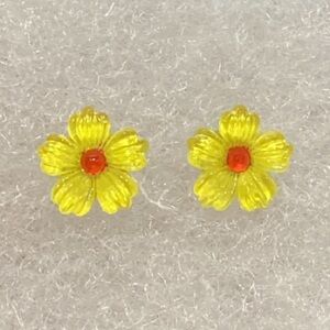 Yellow & Orange Acrylic Flower Stud Earrings